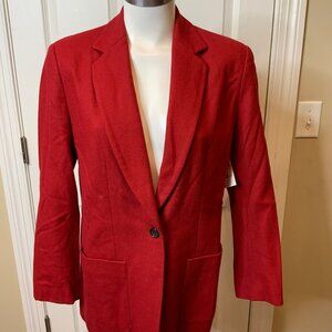 J. Crew Red Wool Blend Single Button Notch Collar Blazer, Size 6P